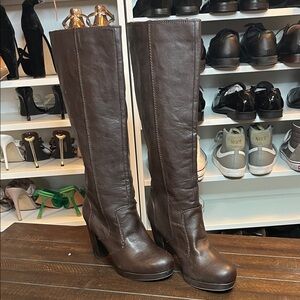 Brown Leather Over the Knee Boots